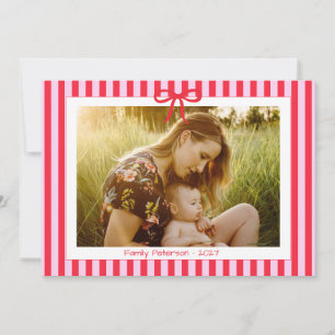 2027 photo red stripes bow trendy stylish  note card
