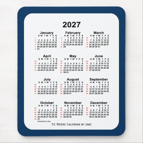 2027 Police Box Blue 52 Week Calendar by Janz Mouse Pad