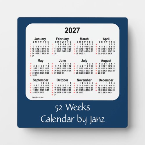 2027 Police Box Blue 52 Weeks Calendar by Janz Plaque
