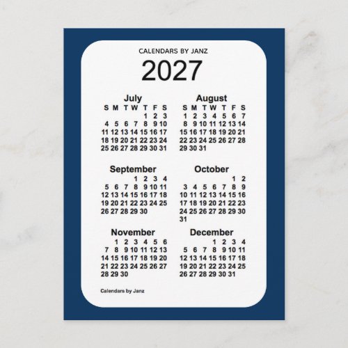 2027 Police Box Blue 6 Month Mini Calendar by Janz Postcard