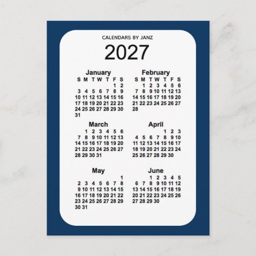 2027 Police Box Blue 6 Month Mini Calendar by Janz Postcard