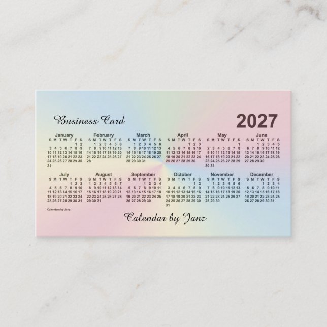 2027 Rainbow Cloud Calendar by Janz Business Card (Front)