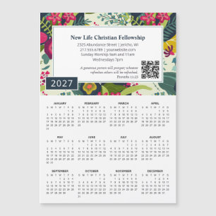 2027 Scripture Calendar Magnet Floral Church Gift