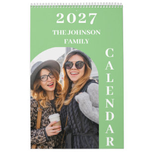 2027 Simple Modern Custom 14 Photos Family Calendar