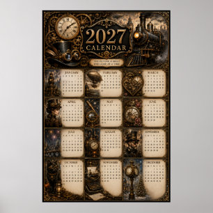 2027 Steampunk Wall Calendar Poster