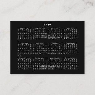 2027 SUNDAY Start Pocket Calendar BLACK Business Card