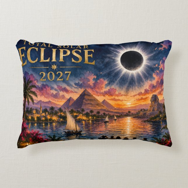 2027 Total Solar Eclipse Egypt Accent Pillow (Front)