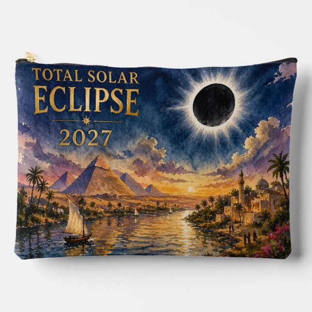 2027 Total Solar Eclipse Egypt Accessory Pouch (Front)