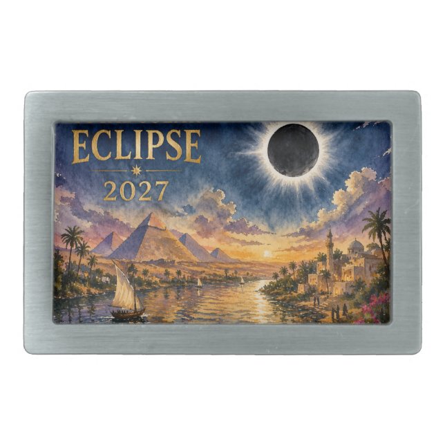 2027 Total Solar Eclipse Egypt Belt Buckle (Front)