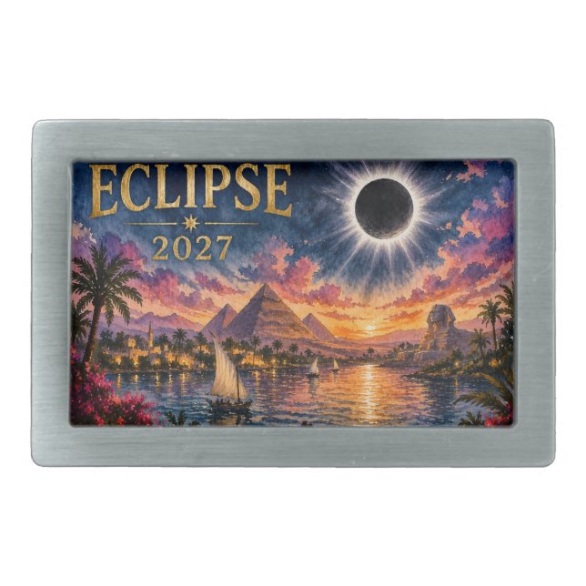 2027 Total Solar Eclipse Egypt Belt Buckle (Front)