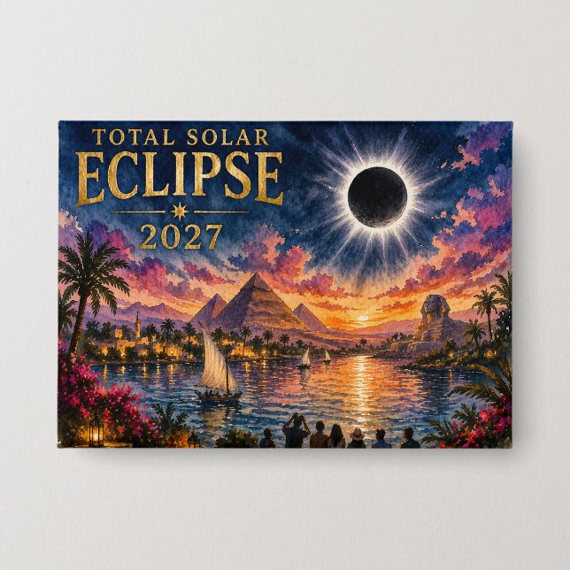 2027 Total Solar Eclipse Egypt Button (Front)