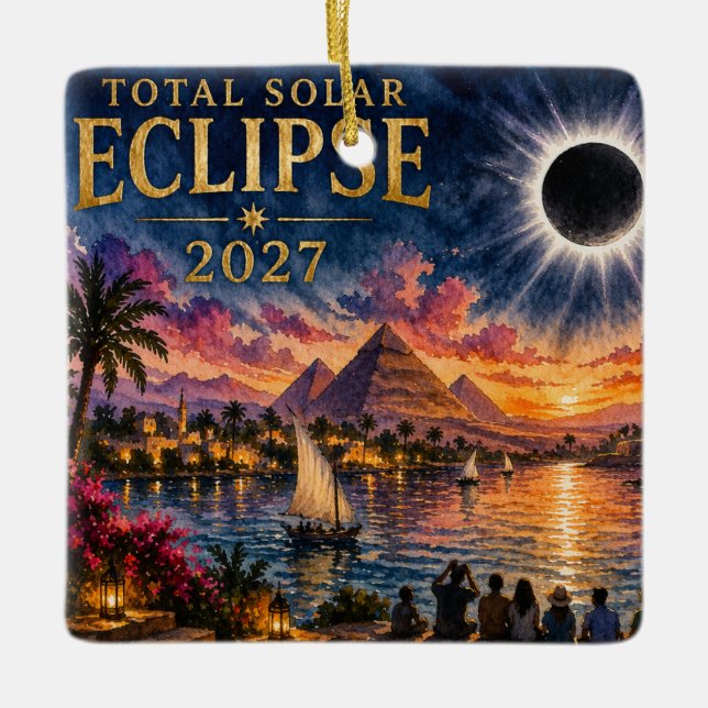 2027 Total Solar Eclipse Egypt Ceramic Ornament (Front)