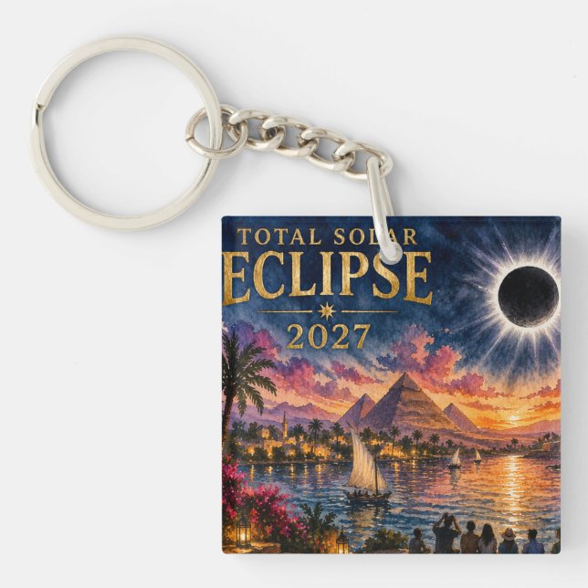 2027 Total Solar Eclipse Egypt Keychain (Front)
