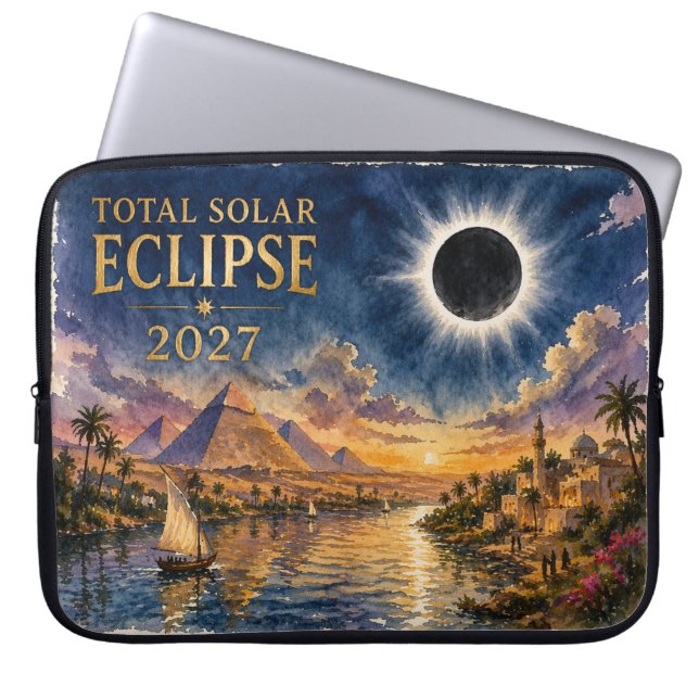 2027 Total Solar Eclipse Egypt Laptop Sleeve (Front)
