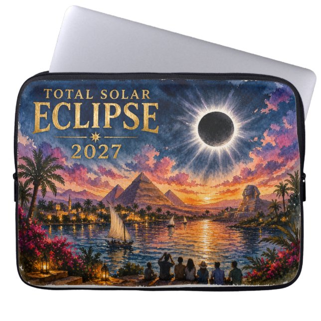 2027 Total Solar Eclipse Egypt Laptop Sleeve (Front)