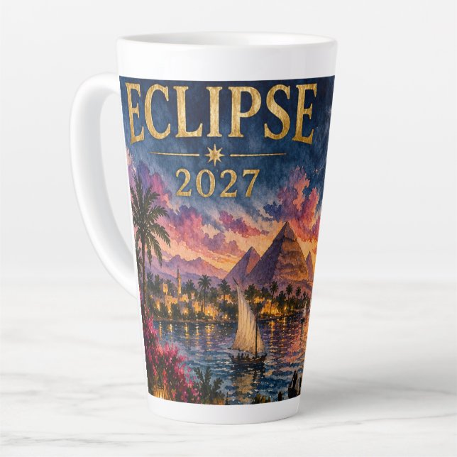 2027 Total Solar Eclipse Egypt Latte Mug (Left Angle)