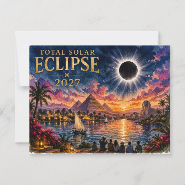 2027 Total Solar Eclipse Egypt Note Card (Front)