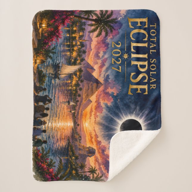 2027 Total Solar Eclipse Egypt Sherpa Blanket (Front)