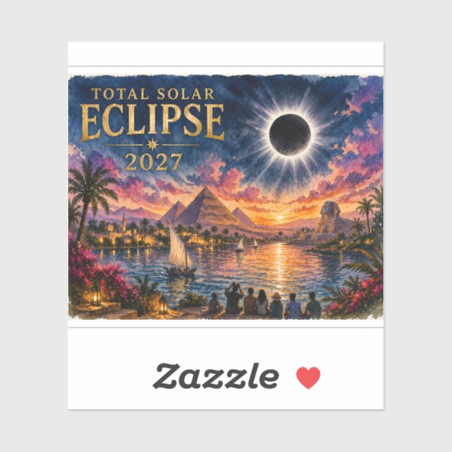 2027 Total Solar Eclipse Egypt Sticker (Sheet)