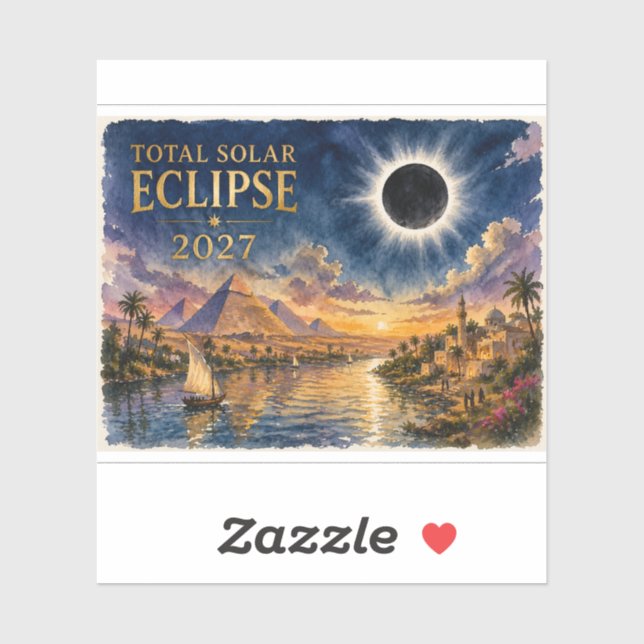 2027 Total Solar Eclipse Egypt Sticker (Sheet)