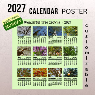 2027 Tree Crown Photo Calendar - Monday Week Poster