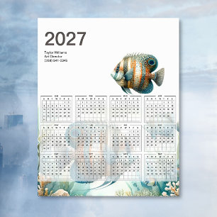 2027 Tropical Fish Aquatic Ocean Art Calendar Poster
