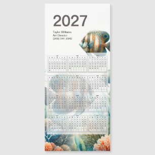 2027 Tropical Fish Calendar Aquatic Magnet Card