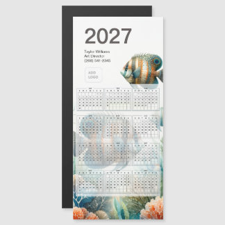 2027 Tropical Fish Calendar Logo Magnet Card