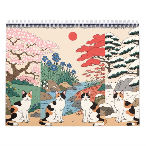 2027 Ukiyo-e Cats of the Seasons Wall Calendar