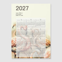 2027 Vibrant Flamingo Flock Tropical Calendar Card
