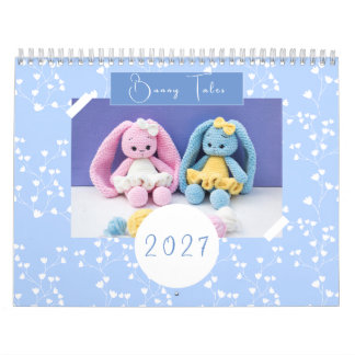2027 Whimsical Crochet Bunnies with Floral Pattern Calendar