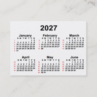 2027 White 52 Week Calendar by Janz Business Cards