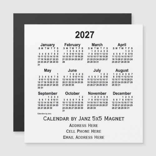 2027 White Business Calendar by Janz 5x5 Magnet