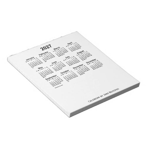 2027 White Calendar by Janz Small Notepad