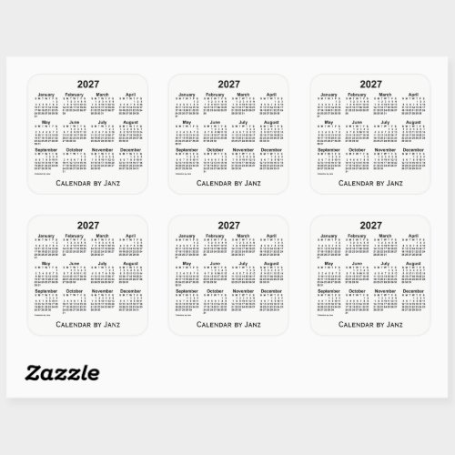 2027 White Calendar by Janz Square Sticker