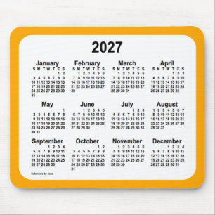 2027 White on Orange Calendar by Janz Two Tone Mouse Pad