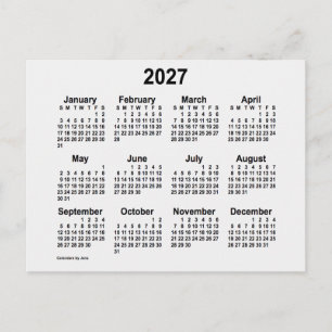 2027 White Smoke Mini Calendar by Janz Postcard