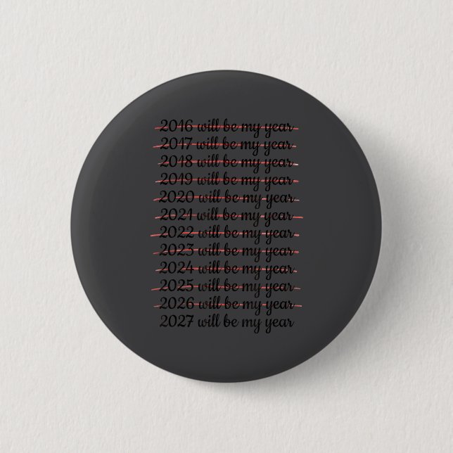 2027 Will Be My Year Procrastination New Year Reso Button (Front)