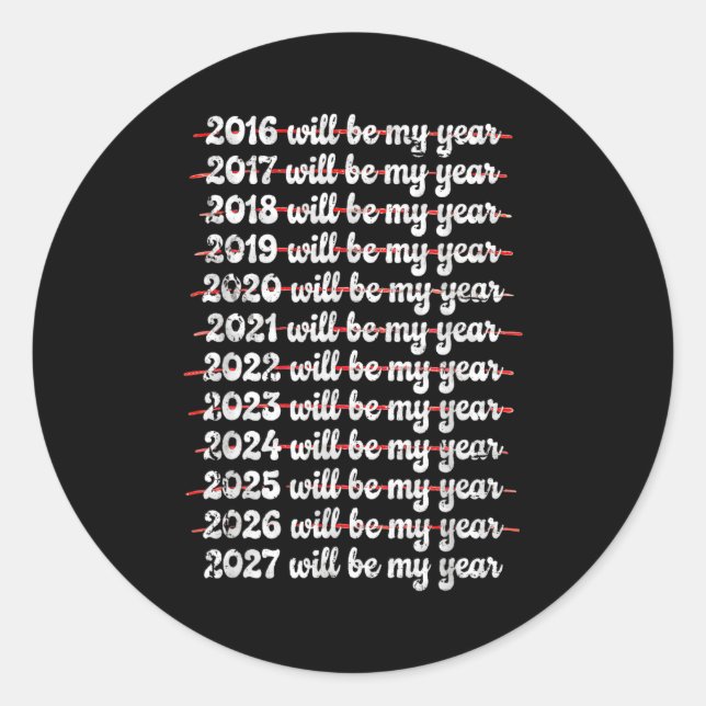 2027 Will Be My Year Procrastination New Year Reso Classic Round Sticker (Front)