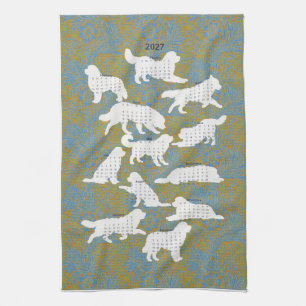 2027 William Morris Newf dog Calendar towel