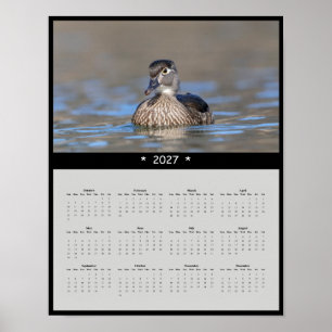 2027 Wood Duck Wall Calendar - Colorful Waterfowl Poster