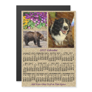 2027 Year Calendar Coffee Beans 3 Custom Photos Magnetic Invitation