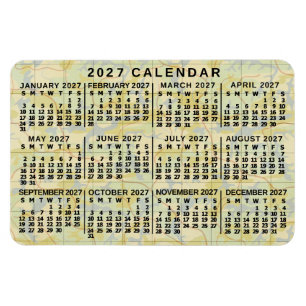 2027 Year Monthly Calendar Antique Map Large Print Magnet