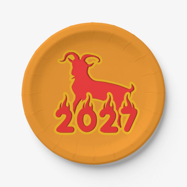 2027 Year Of The Fire Goat Paper Plates (Front)