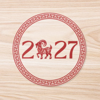 2027 Year of the Goat Chinese Lunar New Year Clear Classic Round Sticker