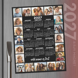2027 Year View Calendar with 20 photos Magnet Magnetic Dry Erase Sheet