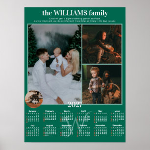 2027 Yearly Calendar 4 Photo Collage Personalized Poster