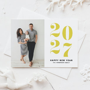 2027 Yellow Bold Typography New Year Photo Holiday Card