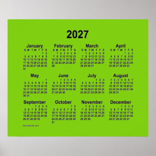 2027 Yellow Green Calendar by Janz Print