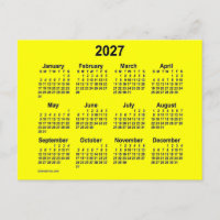 2027 Yellow Mini Calendar by Janz